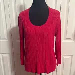 St. John's Bay Women's Bold Pink Scoop Neck Sweater